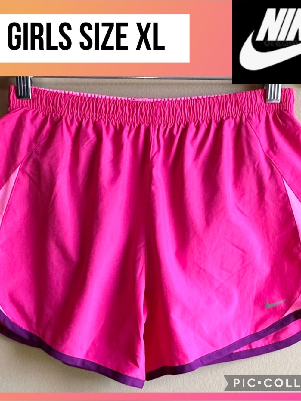 Nike Girls' Shorts 5K Tempo Running Pink Dri-Fit Lined 4.5” Inseam Size XL